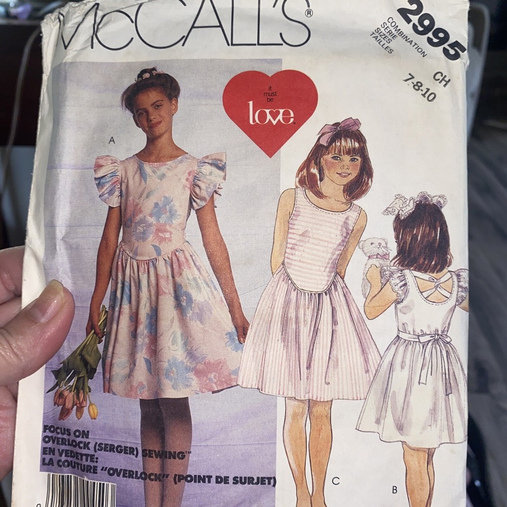 Vintage McCall's 2995 Girls Dress Sewing Pattern Size 7-10 Uncut 1987 Retro